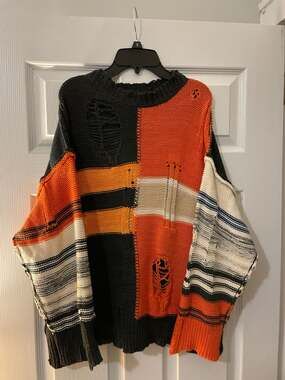 BDG Urban Outfitters Kurt Distressed Patchwork Crew Neck Sweater